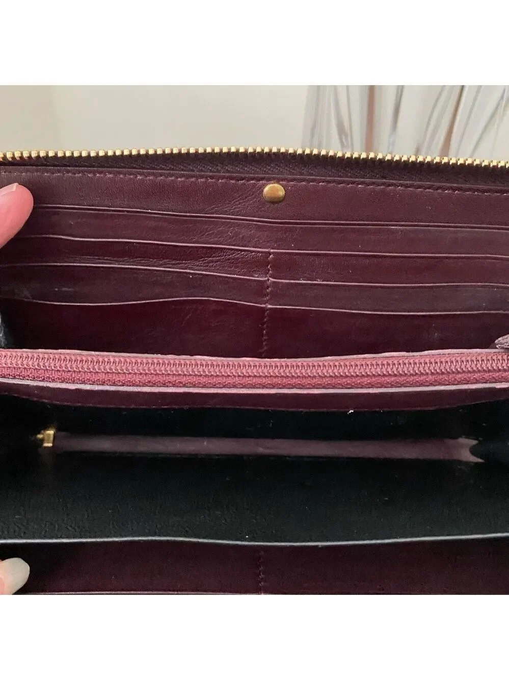 Saint Laurent Y-Ligne (Chyc) Flap Calfskin Leather Dark Purple Wallet EUC